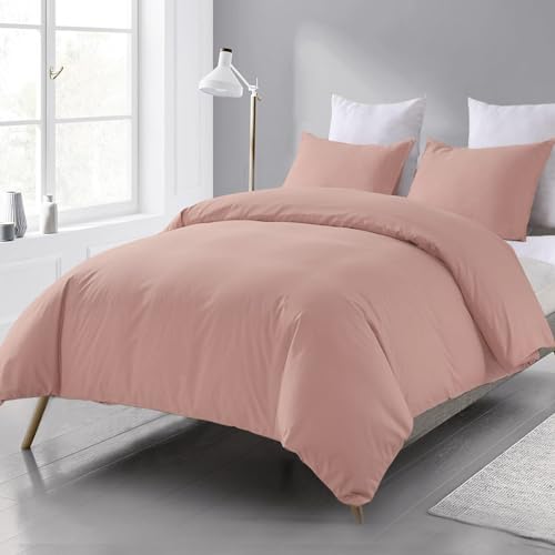 Beqnat Bettwäsche 200x220 3 teilig Bettdeckenbezug - Mikrofaser Bettwäsche-Sets Rosa Bettbezug 220x200cm mit 2 Kissenbezügen 80x80 cm, Deckenbezug Bügelfrei und Weich