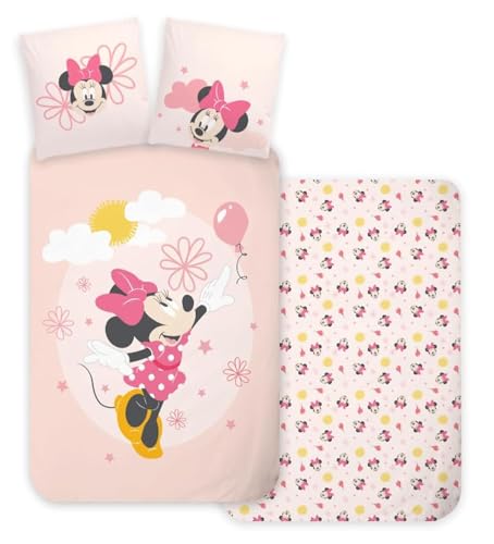 Bettwäsche Disney Minnie Maus, 100% Baumwolle, Bettbezug 100 x 135 cm + Kissenbezug 40 x 60 cm