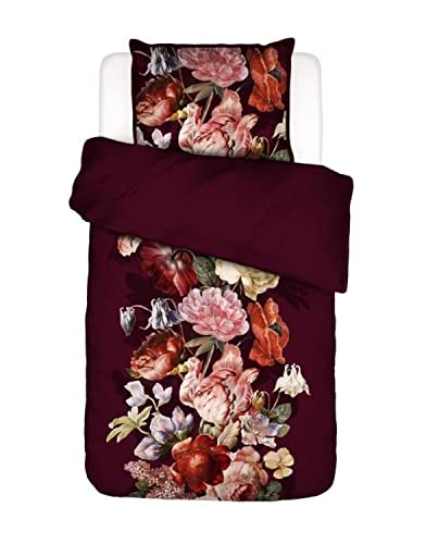 ESSENZA Mako-Satin Bettwäsche Anneclaire Cherry 1 Bettbezug 155 x 220 cm + 1 Kissenbezug 80 x 80 cm, Rot