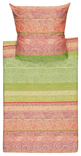 Bassetti Bettwäsche Montalcino V1 Feinsatin grün-pink-orange Größe 1x 200x200 cm + 2X 40x80 cm