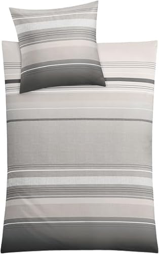 Kleine Wolke Bettwäsche Montenegro Kiesel Komfort Bettbezug 155x220, Kissenbezug 80x80cm