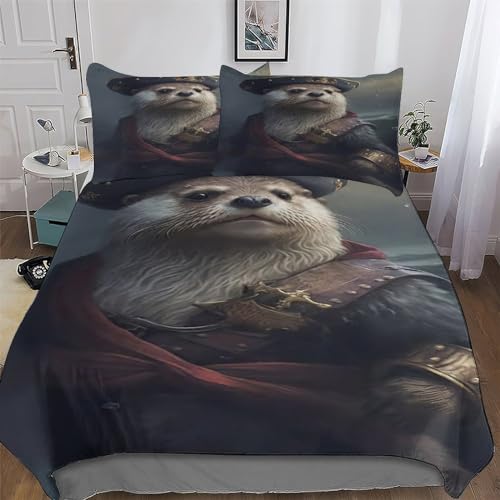 LLLBBB Pirat Otter Bettwäsche Bettbezug Und Kissenbezug, Mikrofaser Bettbezüge Deckenbezug Set 2teilig Für Erwachsene Teenager Kinder Single(135x200cm)