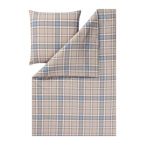 ESTELLA Kuschelflanell Bettwäsche Quirin beige 1 Bettbezug 155 x 220 cm + 1 Kissenbezug 80 x 80 cm