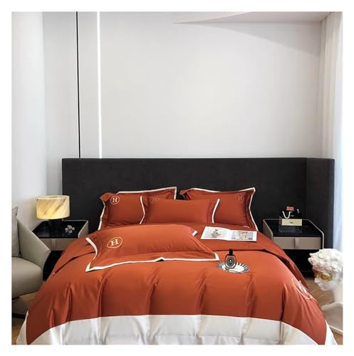 ARBF Luxuriöses Bettwäsche-Set aus 1000TC ägyptischer Baumwolle, Stickerei-Bettbezug-Set mit Bettlaken, Bettdeckenbezügen und Kissenbezügen,pflegeleic ht