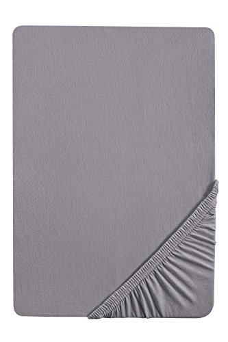 biberna 0012344 Frottee-Stretch-Spannbett tuch (Matratzenhöhe max. 22 cm) 90x190 cm -> 100x200 cm, silber/grau