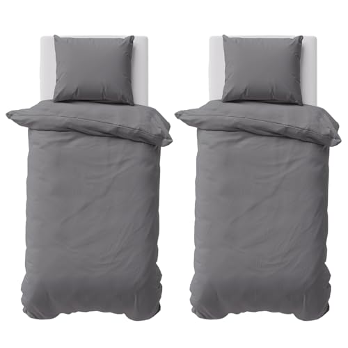 Visaggio Bettwäsche 155x220 cm Bettbezug Baumwolle Renforce 4 TLG Bettwäsche-Set mit Reißverschluss Uni Grau Visaggio Bettwäsche 155x220 cm Bettbezug Baumwolle Renforce 4 TLG Bettwäsche-Set mit Reißverschluss Uni Grau