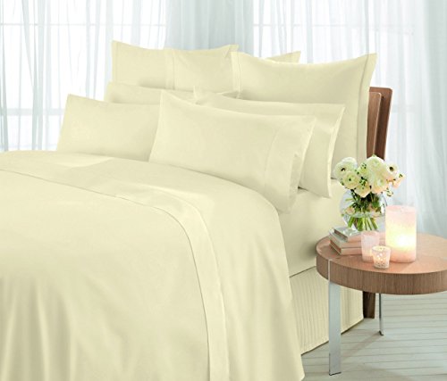 Luxuriöses Bettlaken aus ägyptischer Baumwolle – Fadenzahl 800, Hotelqualität, King-Size-Größe, cremefarben, weich und atmungsaktiv, für ultimativen Komfort