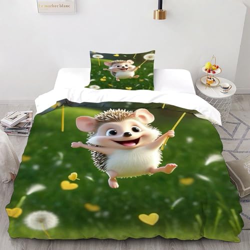 SOBKLIDE Weißes Pferd Bettbezug Bettwäsche Kinderbettwäsche-Set Netter Druck Reißverschluss Mit Kissenbezügen Betten Set Für Jungen Und Mädchen,Kinder Single?135x200cm?