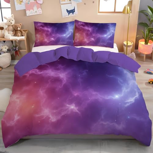 GSAEIMCT 3D Bettwäsche 135X200Cm Bettwäsche Set Wolken Nebel Verträumte Abstraktion Blau-Violett Weich Mikrofaser Bettbezug Mit Reißverschluss Und Kissenbezug 80X80Cm