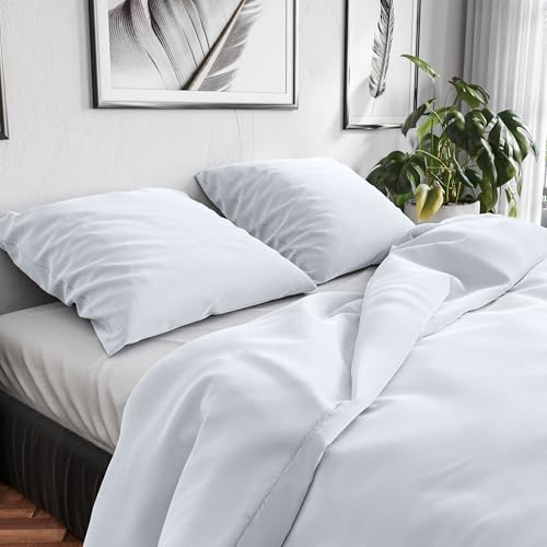Wolkenfeld Bettwäsche 200x200 Baumwolle – Set mit 2X Kissenbezug 80x80 – Atmungsaktiv, Hautfreundlich & Pflegeleicht – Ganzjahres-Bettwäsche mit Reißverschluss, Oeko-TEX – Weiß