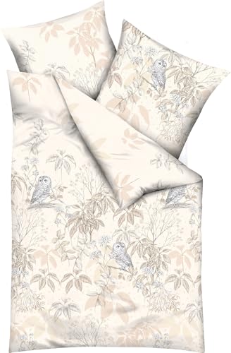 Kaeppel Bettwäsche Schneeeule Feinbiber Creme Größe 1x 135x200 cm + 1x 80x80 cm