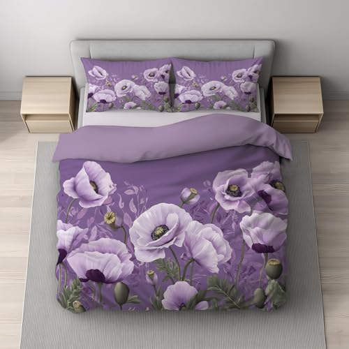 Generisch Violett Purpur Bettwäsche Sanft Bettbezug-Set 135 x 200 cm + 1 * 80 x 80 cm Kissenbezug Kissenbezug, Hochwertiges Microfaser Wendebettwäsche mit Reißveschluss