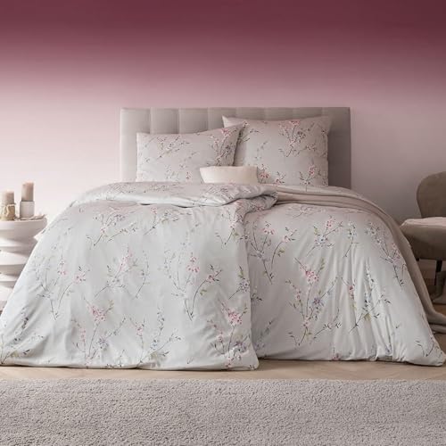 ESTELLA Mako Interlock Jersey Bettwäsche ELSA Silber 1 Bettbezug 135 x 200 cm + 1 Kissenbezug 80 x 80 cm