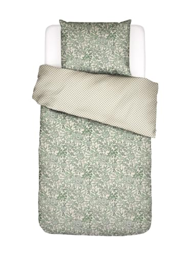 ESSENZA Bettwäsche Ophelia Greenish, 155x220 + 1x 80x80 cm, 100% Baumwollsatin, Blumen