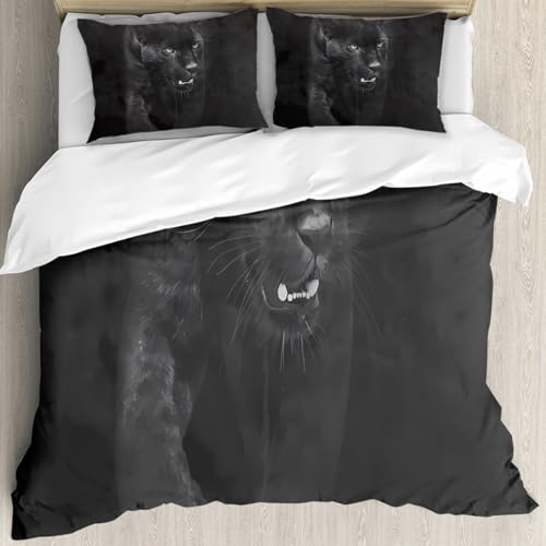 MJNLYDAO Sleeptime 100% Baumwolle Bettwäsche - Bettbezüge mit Reißverschluss - Set mit 2 Kissenbezüge,Porträt eines Amur-Leoparden im Sommer,200x228 cm