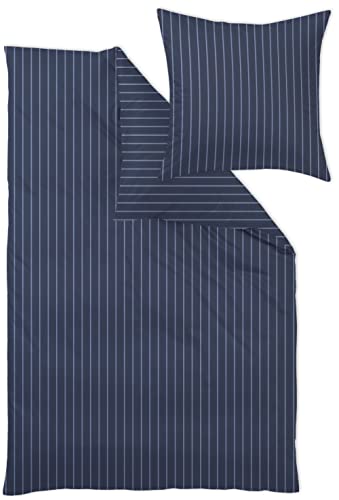 Curt Bauer Mako-Brokat-Damast Bettwäsche-Garnitur Dessin 9035 Belluno Farbe marine-1135 Größe 135x200+40x80cm