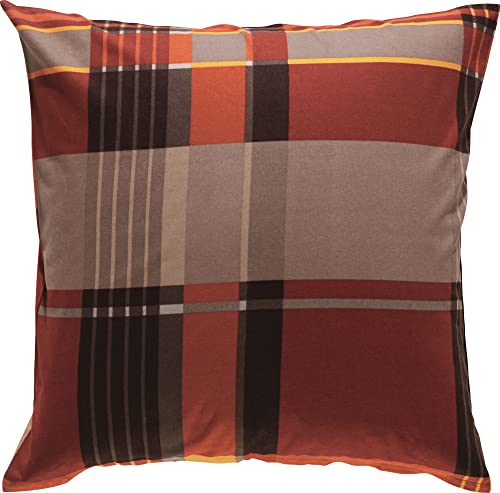 Erwin Müller Zusatz-Kissenbezug, Kissenhülle Mako-Satin Karo Terra Größe 80x80 cm - bügelleicht, 100% Baumwolle, mit Reißverschluss (weitere Größen)