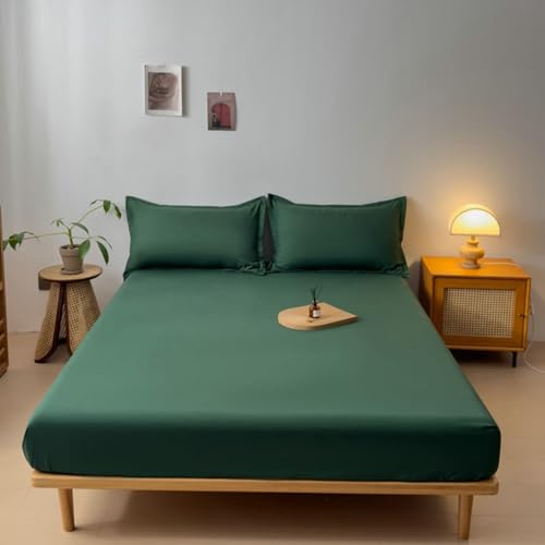Bishilin Spannleintuch Topper 180x220 Grün, Spannbettlaken Baumwolle Unifarben Bettwäsche Spannleintuch für Boxspringbett hohe Matratzen (1 Stück, ohne Kissenbezüge)