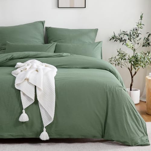 ATsense Bettwäsche 135x200 cm Baumwolle 2teilig, Bettwäsche-Sets Grün ÖkoTex-Zertifizierte mit Leinenartigem Griff, Atmungsaktiv, 1 Bettbezug und 1 Kissenbezug 80x80 cm ATsense Bettwäsche 135x200 cm Baumwolle 2teilig, Bettwäsche-Sets Grün ÖkoTex-Zertifizierte mit Leinenartigem Griff, Atmungsaktiv, 1 Bettbezug und 1 Kissenbezug 80x80 cm