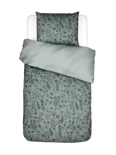 ESSENZA Bettwäsche Maribel Grün, 135x200 + 1x 80x80 cm - 100% Baumwolle 200TC - Blumen