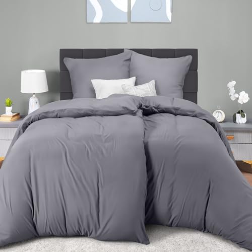 Utopia Bedding Bettwäsche 135x200 4teilig   Mikrofaser 2 Bettbezug 135x200 + 2 Kissenbezüge 80x80   Grau