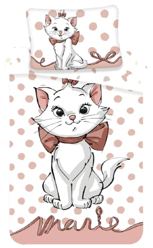 Jerry fabrics Babybettwäsche Marie Cat Aristocats Katze Mehrfarbig gepunktet Bettbezug 100 x 135 cm, Kopfkissenbezug 40 x 60 cm, 100% Baumwolle