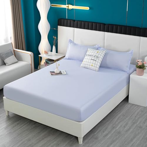 Bishilin Spannleintuch Boxspringbett 180x220 mit 2 Kissenbezüge, Spannbettlaken Topper Baumwolle Einfarbig Bettwäsche Set Spannleintuch Flieder für hohe Matratzen (3 Stück)