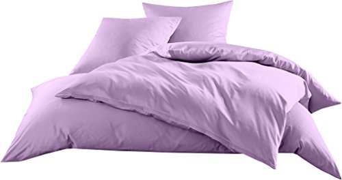 Mako-Satin Baumwollsatin Bettwäsche Uni einfarbig zum Kombinieren (Bettbezug 155 cm x 220 cm, Flieder) viele Farben & Größen