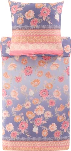 Bassetti POSILLIPO Bettwäsche + 1 Kissenhülle aus 100% Baumwollsatin in der Farbe Lavendel L1, Maße: 155x220 cm - 9327401