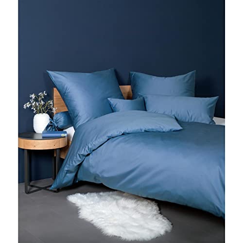  Mako Satin Bettwäsche Colors Jeansblau 1 Bettbezug 135x200 + 1 Kissenbezug 80x80 xm