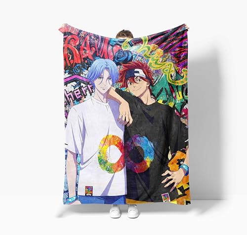 Zhongkaihua Kyan Reki Decke Langa Hasegaw Cartoon Animetdruck weich flauschig Flanell Mittagessen Schlaf Weihnachten Winter Decke, perfekte Wärme Bettwäsche Geschenk, 150 x 200 cm