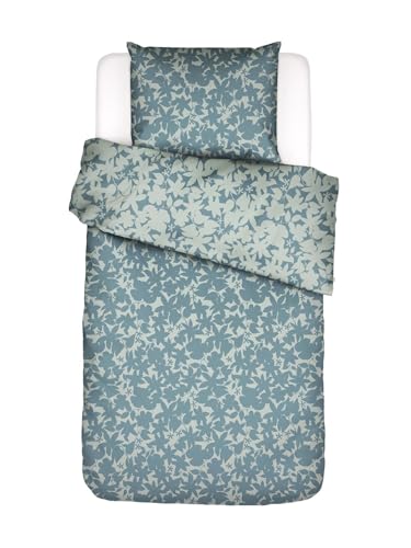 ESSENZA Bettwäsche Sora Smoke Blue, 135x200 + 1x 80x80 cm - 100% Baumwollsatin 200TC - Blumen