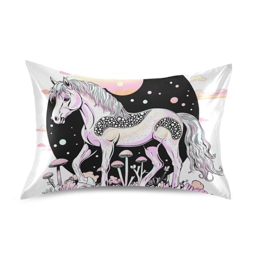Niedlicher Pferde-Mond-Kissenbezug, ägyptische Baumwolle, Funda para almohada, Larga con adornos, Standardgröße 50,8 x 66 cm