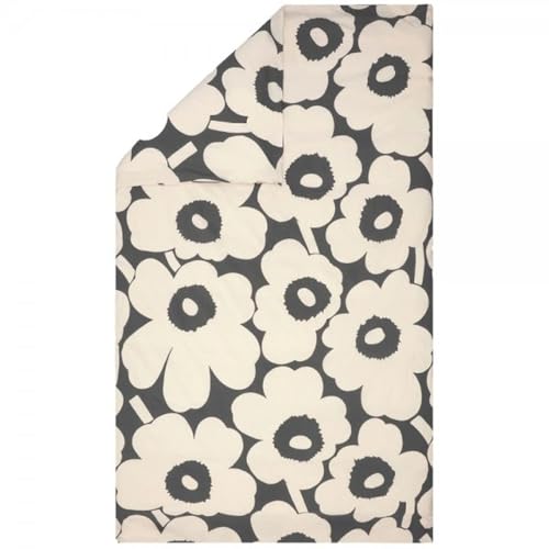 Marimekko - Bettdeckenbezug - Unikko - Baumwolle - Farbe: Charcoal-Off White - 140 x 200 cm