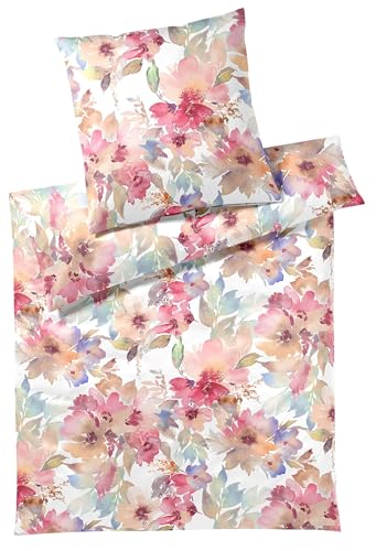 elegante Mako-Batist Bettwäsche 155x220 Bloom Blüten Sommer pink rosa 2332-11