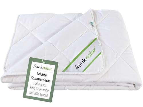 franknatur Sommerdecke 135x200 - Füllung 80% Baumwolle und 20% Tencel Lyocell Bettdecke Sommer waschbar