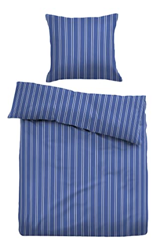 TOM TAILOR 0067694 Bettwäsche Garnitur mit Kopfkissenbezug Satin - Charles 1x 135x200 cm + 1x 80x80 cm, Indigo Blue