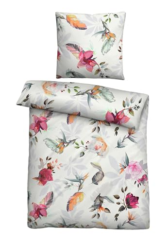 biberna Bettwäsche Tencel 0474497 FRÜHLING 1x 155x220 cm + 1x 80x80 cm, Natur