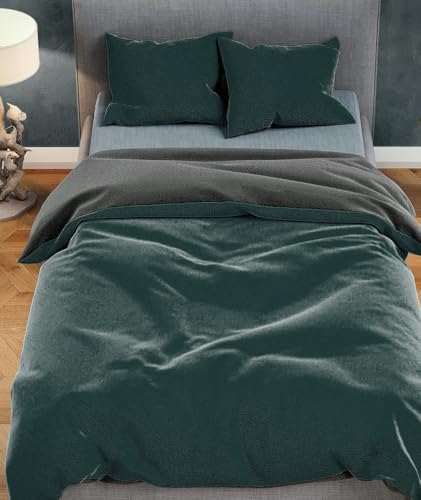 Leonado Vicenti Plüsch Teddy Bettwäsche Cashmere-Touch Garnitur Set Winter extrem warme Einfarbige Uni Garnitur kuschelig weich 135x200 cm