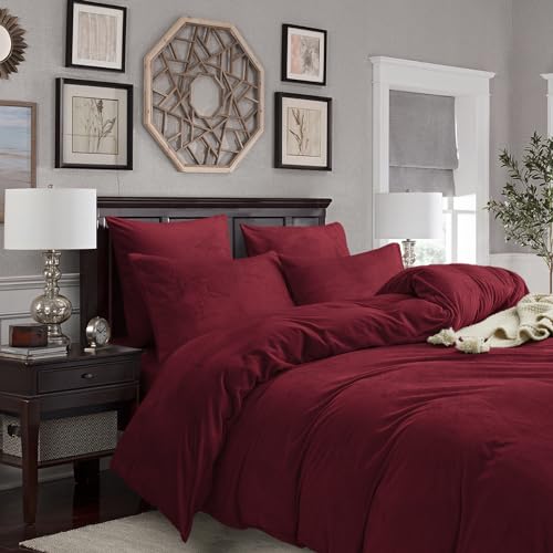 Gezu Bettwäsche Winter Warme Plüsch 200x200cm Rot Weinrot Doppelseitiger Bettbezug Kaschmir Flanell Fleece Touch Flauschiger Warmer Stoff Samt Bettbezug Set Mit Reißverschluss Mit Kissenbezug 80x80 Gezu Bettwäsche Winter Warme Plüsch 200x200cm Rot Weinrot Doppelseitiger Bettbezug Kaschmir Flanell Fleece Touch Flauschiger Warmer Stoff Samt Bettbezug Set Mit Reißverschluss Mit Kissenbezug 80x80