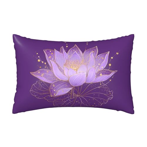 Satin-Kissenbezug, violett, Lotus, seidige Kissenbezüge für Haar und Haut, mit Reißverschluss, Galaxie, kühlender Kissenbezug für Bettwäsche, Wohnzimmer, Sofa, 50 x 75 cm