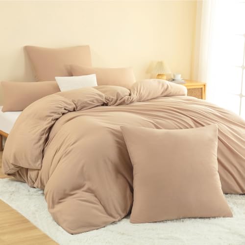 Nesture Winter Warme Thermo Fleece Bettwäsche 200x200, Kuschelig weich Bettwäsche Sets 3 teilig, 1 Bettbezug 200x200cm flauschig + 2 Kissenbezug 80x80 mit Reißverschluss, Sandy Beige