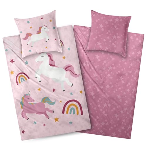 Aminata kids Bettwäsche 135x200 Biber Einhorn Regenbogen-Motiv Kinder Mädchen Baumwolle Rosa YKK Reißverschluss - Einhorn-Wende-Bettwäsche -Set Warm, Weich & Kuschelig - Flanell Tier-Motiv Aminata kids Bettwäsche 135x200 Biber Einhorn Regenbogen-Motiv Kinder Mädchen Baumwolle Rosa YKK Reißverschluss - Einhorn-Wende-Bettwäsche -Set Warm, Weich & Kuschelig - Flanell Tier-Motiv