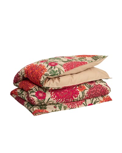 GANT Dahlia Flower Bettdeckenbezug einzeln Farbe Equestrian RED Größe 135x200cm Blumen Baumwolle