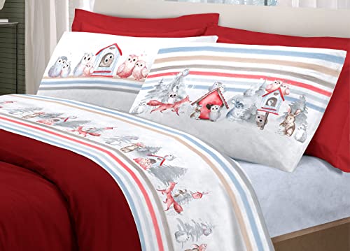 BIANCHERIAWEB Pensieri Delicati Bettwäsche-Set aus 100 % Baumwolle, Eulen-Design