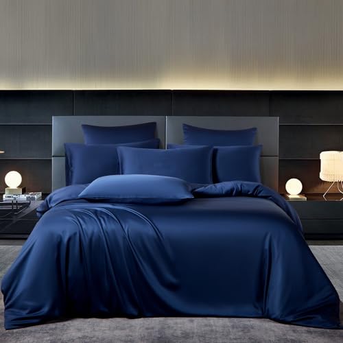 YASMENG Bambus Bettwäsche 200x220 Blau Uni Einfarbig 50% Bambus Lyocell Bettwäsche Kühlend Weich Atmungsaktiv Luxus Seidig Seide Bettbezug Set 3 Teilig mit Reißverschluss und 2 Kissenbezüge 80x80 cm YASMENG Bambus Bettwäsche 200x220 Blau Uni Einfarbig 50% Bambus Lyocell Bettwäsche Kühlend Weich Atmungsaktiv Luxus Seidig Seide Bettbezug Set 3 Teilig mit Reißverschluss und 2 Kissenbezüge 80x80 cm
