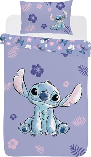 Disney Stitch Bettwäsche-Set für Einzelbett, Flieder, Kinderzimmer-Zubehör