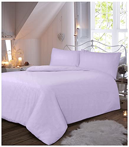 GC GAVENO CAVAILIA Flanell-Bettwäsche-Set Luxuriöse Qualität, einfarbig, Thermo-Biber-Bettbezug und Kissenbezüge, Baumwolle, Flieder, Doppelbett
