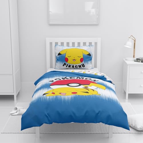 HOUSSE DE REVE Bettwäsche 140 x 200 cm, Pokemon, 100 % Baumwolle – Kinderbettwäsche, 2-teilig
