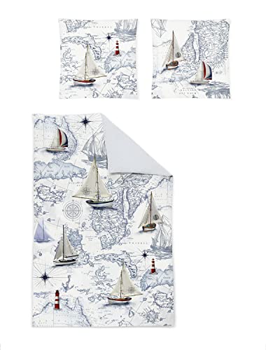 Irisette Mako-Satin Bettwäsche Sense 8814-90 blau maritim 135 x 200 cm